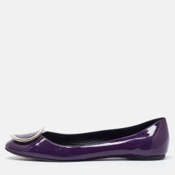 Pre Owned Roger Vivier Purple Patent Leather Morbida Ballet Flats Size 39