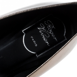 Pre Owned Roger Vivier Metallic Bronze Leather Gommette Ballet Flats Size 40