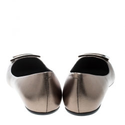 Pre Owned Roger Vivier Metallic Bronze Leather Gommette Ballet Flats Size 40