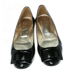 Roger Vivier Black Patent Leather Gommette Ballet Flats Size 38