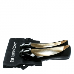 Roger Vivier Black Patent Leather Gommette Ballet Flats Size 38