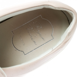 Pre Owned Roger Vivier Blush Pink Leather Sneaky Viv Embellished Slip On Sneakers Size 38.5