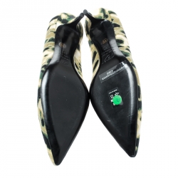 Roger Vivier Multicolor Animal Print Brocade Fabric Crystal Embellished Pointed Toe Pumps Size 37