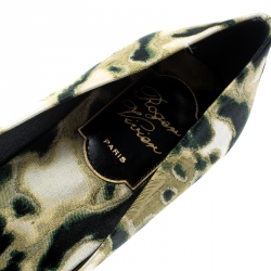 Roger Vivier Multicolor Animal Print Brocade Fabric Crystal Embellished Pointed Toe Pumps Size 37