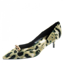 Roger Vivier Multicolor Animal Print Brocade Fabric Crystal Embellished Pointed Toe Pumps Size 37