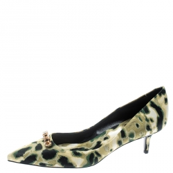 Roger Vivier Multicolor Animal Print Brocade Fabric Crystal Embellished Pointed Toe Pumps Size 37