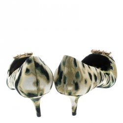 Roger Vivier Multicolor Animal Print Brocade Fabric Crystal Embellished Pointed Toe Pumps Size 37