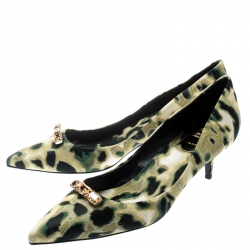 Roger Vivier Multicolor Animal Print Brocade Fabric Crystal Embellished Pointed Toe Pumps Size 37