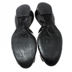 Roger Vivier Black Patent Leather Chips D'orsay Buckle Flats Size 37