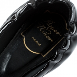 Roger Vivier Black Patent Leather Chips D'orsay Buckle Flats Size 37