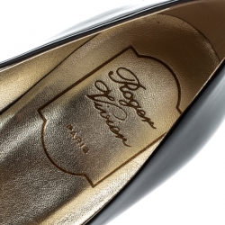 Pre Owned Roger Vivier Black Patent Leather Gommette Ballet Flats Size 36.5