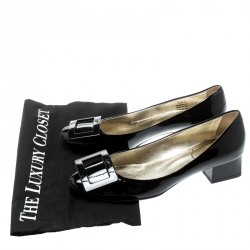 Pre Owned Roger Vivier Black Patent Leather Gommette Ballet Flats Size 36.5