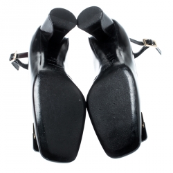 Roger Vivier Black Leather Buckle Detail Ankle Strap Pumps Size 38.5