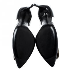 Pre Owned Roger Vivier Black Leather Chips D'orsay Buckle Pumps Size 38