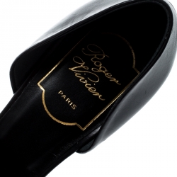 Pre Owned Roger Vivier Black Leather Chips D'orsay Buckle Pumps Size 38