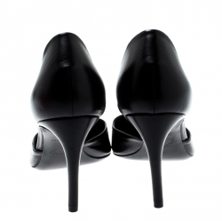 Pre Owned Roger Vivier Black Leather Chips D'orsay Buckle Pumps Size 38