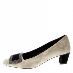 Roger Vivier Grey Suede Square Toe Pumps Size 36