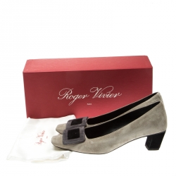 Roger Vivier Grey Suede Square Toe Pumps Size 36