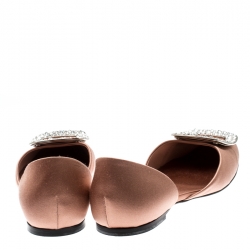 Roger Vivier Dusty Pink Satin Crystal Embellished D'orsay Ballet Flats Size 36