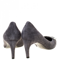 Pre Owned Roger Vivier Dark Grey Suede Belle Pumps Size 40