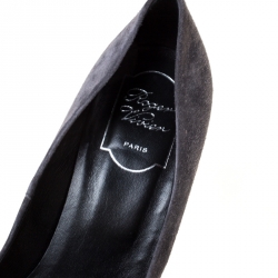Pre Owned Roger Vivier Dark Grey Suede Belle Pumps Size 40