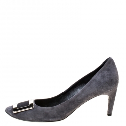Pre Owned Roger Vivier Dark Grey Suede Belle Pumps Size 40