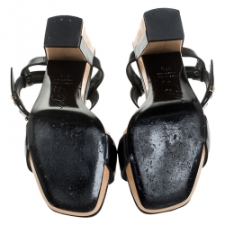 Pre Owned Roger Vivier Black Leather Ankle Strap Sandals Size 37.5