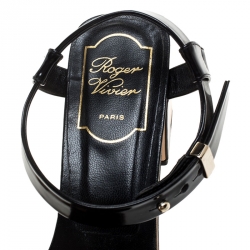 Pre Owned Roger Vivier Black Leather Ankle Strap Sandals Size 37.5