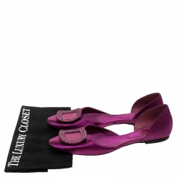 Pre Owned Roger Vivier Purple Satin Ballerine Chips Strass D'Orsay Flats Size 39