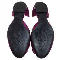 Pre Owned Roger Vivier Purple Satin Ballerine Chips Strass D'Orsay Flats Size 39
