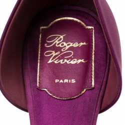 Pre Owned Roger Vivier Purple Satin Ballerine Chips Strass D'Orsay Flats Size 39