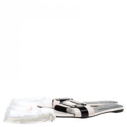 Roger Vivier Cream/Black Leather Pilgrim De Jour Flat Slides Size 39