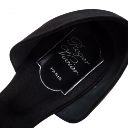 Pre Owned Roger Vivier Black Satin Crystal Embellished D'orsay Ballet Flats Size 41