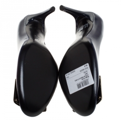 Pre Owned Roger Vivier Navy Blue Patent Leather Trompette Pumps Size 35.5