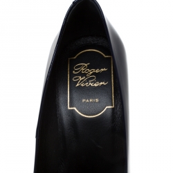 Pre Owned Roger Vivier Navy Blue Patent Leather Trompette Pumps Size 35.5