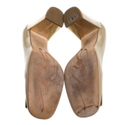Pre Owned Roger Vivier Beige Patent Leather Buckle Pumps Size 41
