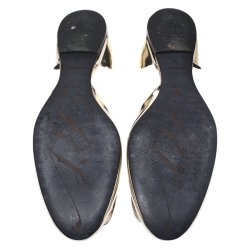 Pre Owned Roger Vivier Metallic Gold Leather Crystal Embellished D'orsay Ballet Flats Size 38