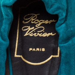 Pre Owned Roger Vivier Blue Suede Leather Prism D'Orsay Flats Size 39