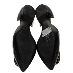Pre Owned Roger Vivier Black Patent Leather Chips D'Orsay Buckle Flats Size 38