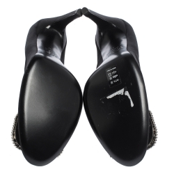 Pre Owned Roger Vivier Black Satin Crystal Embellished Pumps Size 41