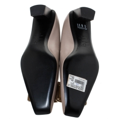Pre Owned Roger Vivier Beige Leather Buckle Detail Pumps Size 37
