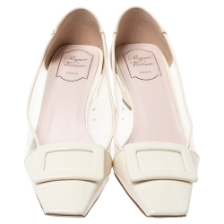 Pre Owned Roger Vivier White Patent Leather and PVC Belle Pumps Size 40