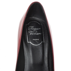 Pre Owned Roger Vivier Red Patent Leather Chips Pointed Toe Pumps Size 41