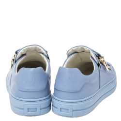 Pre Owned Roger Vivier Blue Leather Sneaky Viv Zip-Up Sneakers Size 35