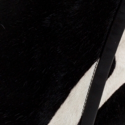 Pre Owned Roger Vivier Black/White Giraffe Print Calf Hair And Leather Thigh Length Boots Size 40