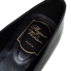 Pre Owned Roger Vivier Black Patent Leather Belle Ballerina Flats Size 36.5
