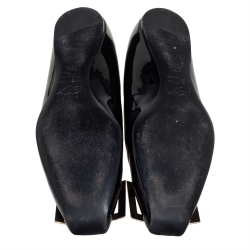 Pre Owned Roger Vivier Black Patent Leather Belle Ballerina Flats Size 36.5