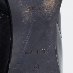 Pre Owned Roger Vivier Black Patent Leather Chips D'Orsay Buckle Flats Size 39