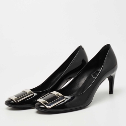 Pre Owned Roger Vivier Black Patent Leather Trompette Pumps Size 35.5