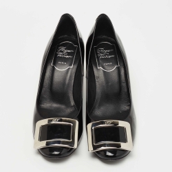 Pre Owned Roger Vivier Black Patent Leather Trompette Pumps Size 35.5